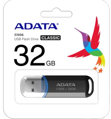 Memoria USB Adata C906, 32GB, USB 2.0, Negro RAM-2253 SKU: AC906-32G-RBK