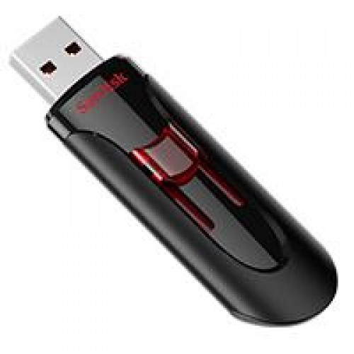 Memoria USB SanDisk Cruzer Glide, 64GB, USB 3.0, Negro/Rojo SKU: SDCZ600-064G-G35