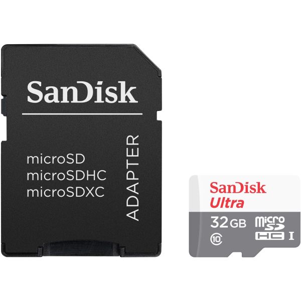 Memoria Flash SanDisk Ultra, 32GB MicroSDHC UHS-I Clase 10, con Adaptador SKU: SDSQUNR-032G-GN3MA