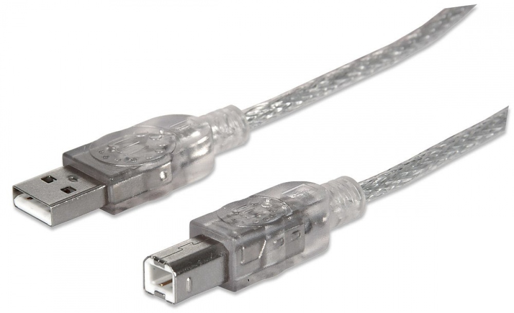 Manhattan Cable de Alta Velocidad USB 2.0, USB A Macho - USB B Macho, 3 Metros, Plata SKU: 340458