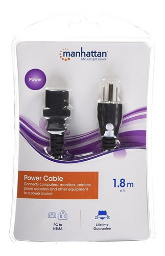 Manhattan Cable de Poder C13 Coupler Macho - NEMA 5-15P Macho, 1.8 Metros, Negro SKU: 393911