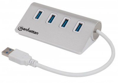 Manhattan Hub USB A 3.1 Macho - 4x USB A 3.0 Hembra, 5000 Mbit/s, Blanco SKU: 163767