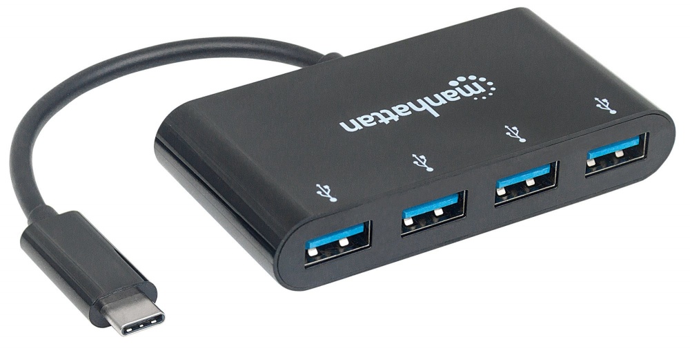 Manhattan Hub USB C 3.0 Macho - 4x USB A 3.0 Hembra, 5000 Mbit/s, Negro AC-5495 SKU: 162746