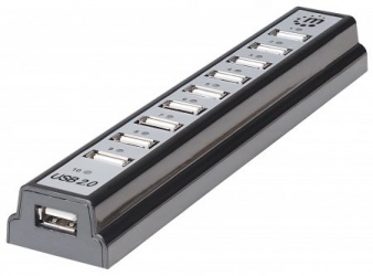 Manhattan Hub de Escritorio Hi-Speed USB 2.0 de 10 Puertos, 480 Mbit/s, con Fuente SKU: 161572