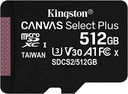 Memoria Flash Kingston Canvas Select Plus, 512GB MicroSDXC UHS-I Clase 10, con Adaptador SKU: SDCS2/512GB