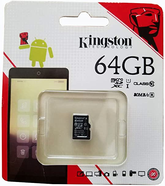 Memoria Flash Kingston, 64GB microSDXC Clase 10 UHS-I, con Adaptador SD SKU: SDC10G2/64GB