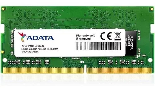 Memoria RAM Adata DDR4, 2400MHz, 4GB, Non-ECC, SO-DIMM SKU: AD4S2400J4G17-S