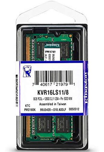 Memoria RAM Kingston DDR3L, 1600MHz, 8GB, Non-ECC, CL11, SO-DIMM, 1.35v ALTUM SKU: KVR16LS11/8