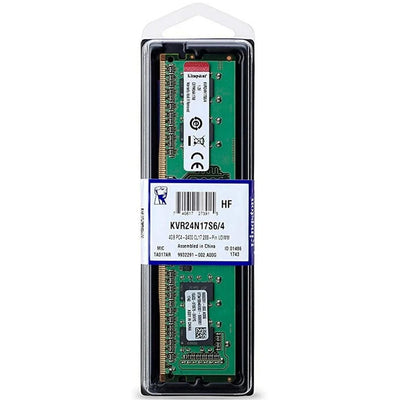 Memoria RAM UDIMM Kingston DDR4, 2400MHz, 4GB, Non-ECC, CL17 SKU: KVR24N17S6/4