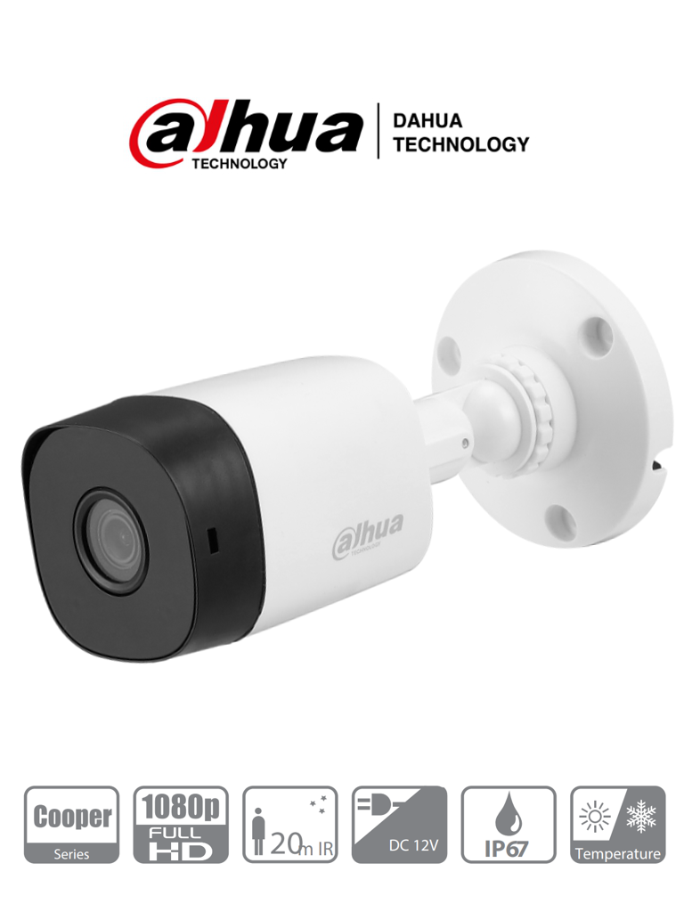 DAHUA COOPER HAC-B1A51N-0280B 5MP Cámara Buala HDCVI 1080p/ 106°/ Lente de 2.8mm/ IR de 20 Mts/ IP67/ TVI AHD y CVBS Policarbonato SKU: HAC-B1A51N-0280B