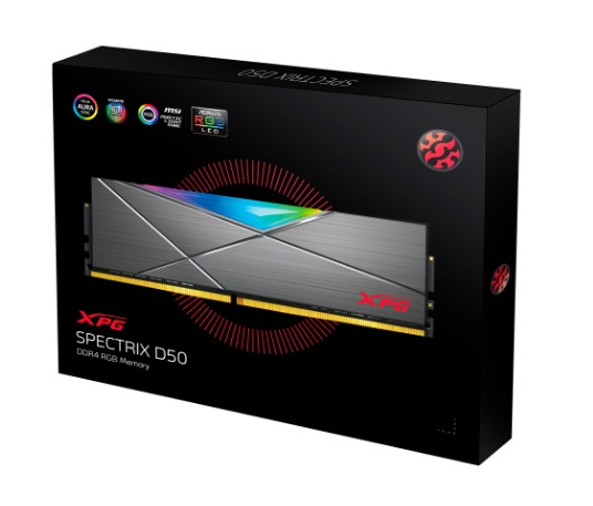 Memoria RAM XPG Spectrix D50 RGB Titanio DDR4, 3600MHz, 16GB, Non-ECC, CL18, XMP, Gris 1.35V SKU: AX4U360016G18I-ST50