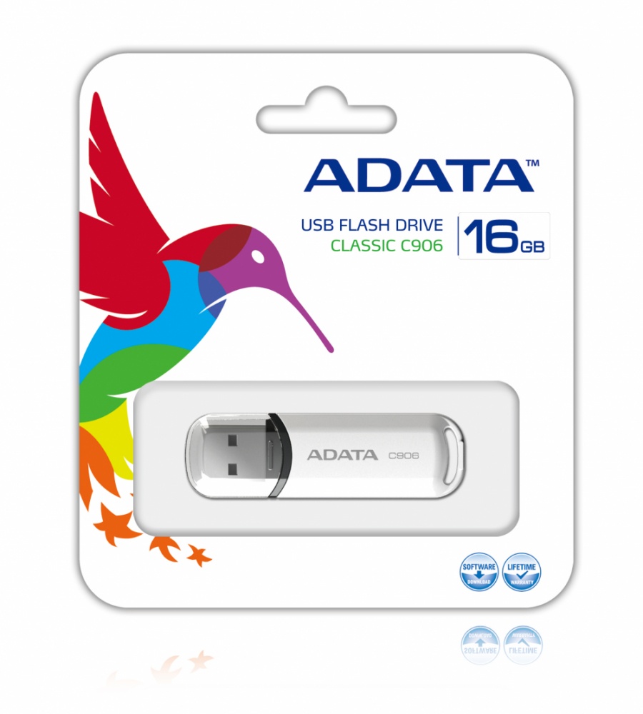 Memoria USB Adata C906, 16GB, USB 2.0, Blanco SKU: AC906-16G-RWH