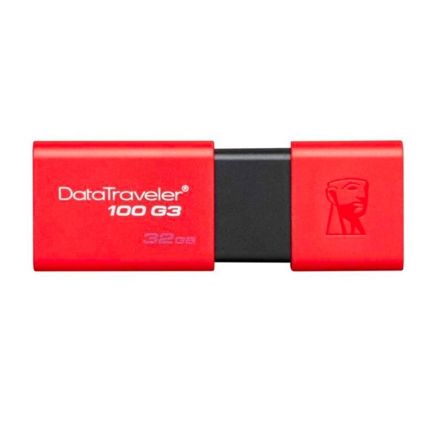 Memoria USB Kingston DataTraveler 100 G3, 32GB, USB 3.1, Lectura 100MB/s, Rojo SKU: KC-U7132-6UR