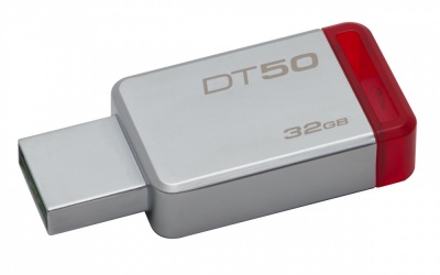 Memoria USB Kingston DataTraveler 50, 32GB, USB 3.0, Plata/Rojo SKU: DT50/32GB