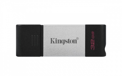 Memoria USB Kingston DataTraveler 80, 32GB, USB 3.2, Lectura 200MB/s, Negro/Plata SKU: DT80/32GB