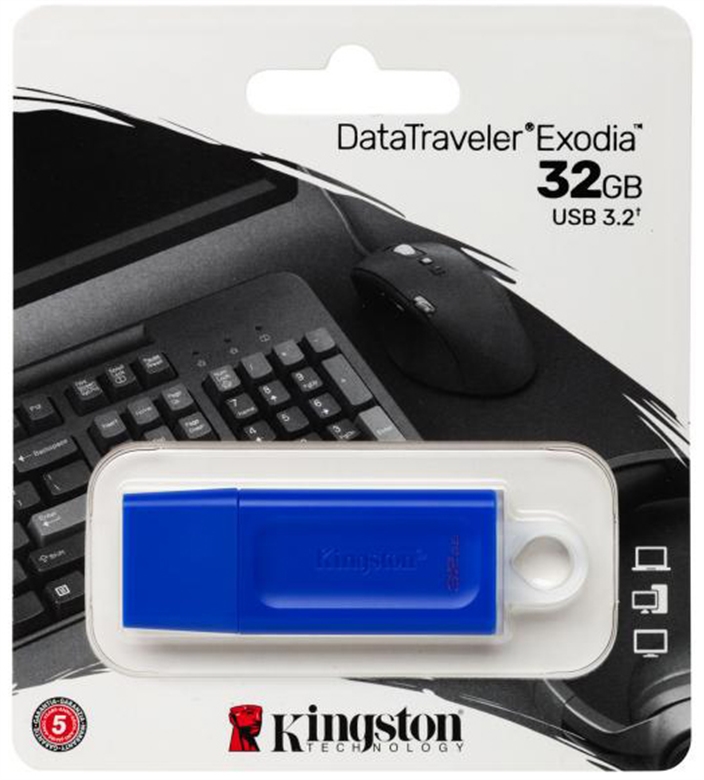 Memoria USB Kingston DataTraveler Exodia, 32GB, USB 3.2, Azul SKU: KC-U2G32-7GB