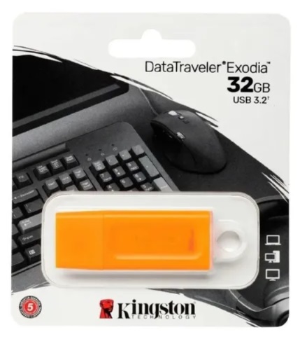 Memoria USB Kingston DataTraveler Exodia, 32GB, USB A, Naranja SKU: KC-U2G32-7GO