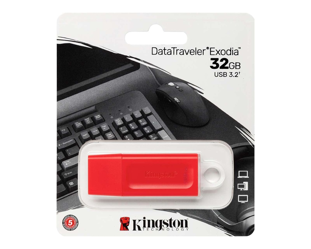 Memoria USB Kingston DataTraveler KC-U2G32-7GR, 32GB, USB 3.2, Rojo SKU: KC-U2G32-7GR