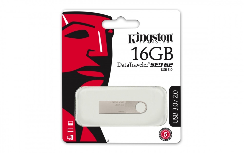 Memoria USB Kingston DataTraveler SE9 G2, 16GB, USB 3.0, Lectura 100MB/s, Metálico SKU: DTSE9G2/16GB