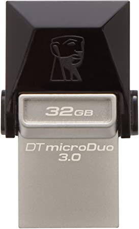 Memoria USB Kingston DataTraveler microDuo 3.0, 32GB, USB 3.0 OTG, Lectura 70MB/s, Escritura 15MB/s, Negro SKU: DTDUO3/32GB