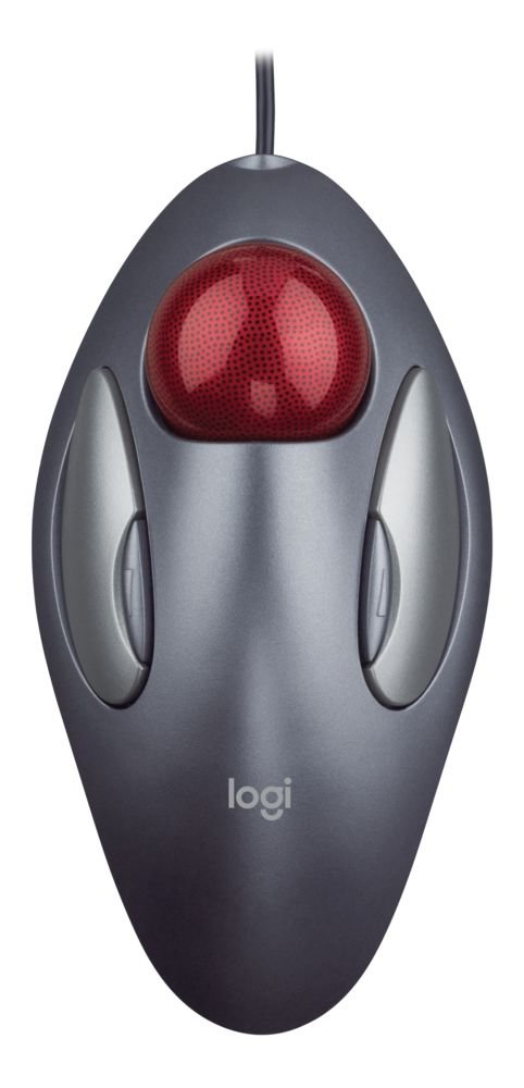 Mouse Logitech Óptico Trackball Marble, Alámbrico, USB+PS/2, Gris/Rojo SKU: 910-000806