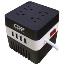 Regulador de Voltaje CDP con Supresor de Picos AVR 604, 300W, 600VA, 4 Contactos, 4x USB SKU: RU-AVR604