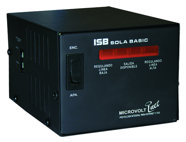 Regulador de Voltaje Sola Basic ISB Microvolt 2000 VA, 1800 W, C/Prot/Linea 4 Contactos DN-21-202 Para Impresoras Láser