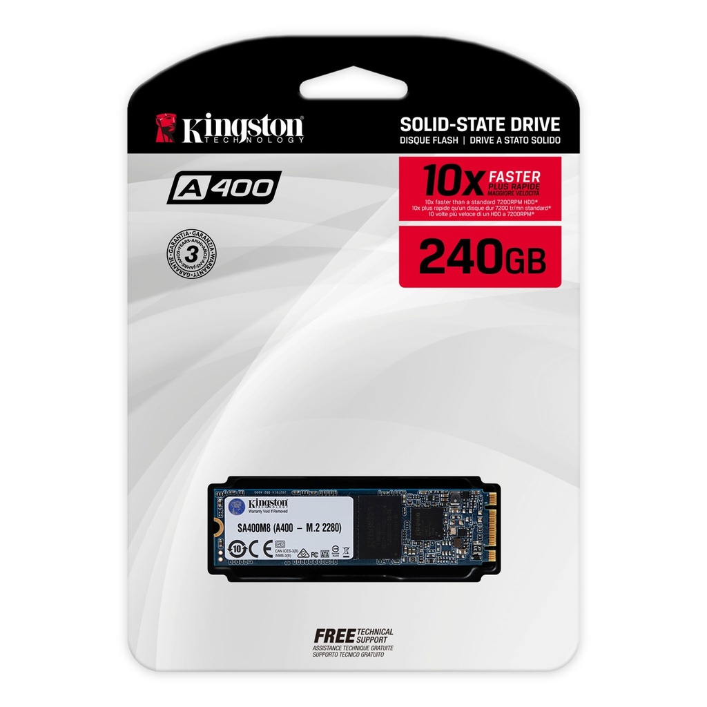 SSD Unidad de Estado Sólido Kingston A400 de 240GB, M.2 SATA III (6Gb/s). SKU: SA400M8/240G