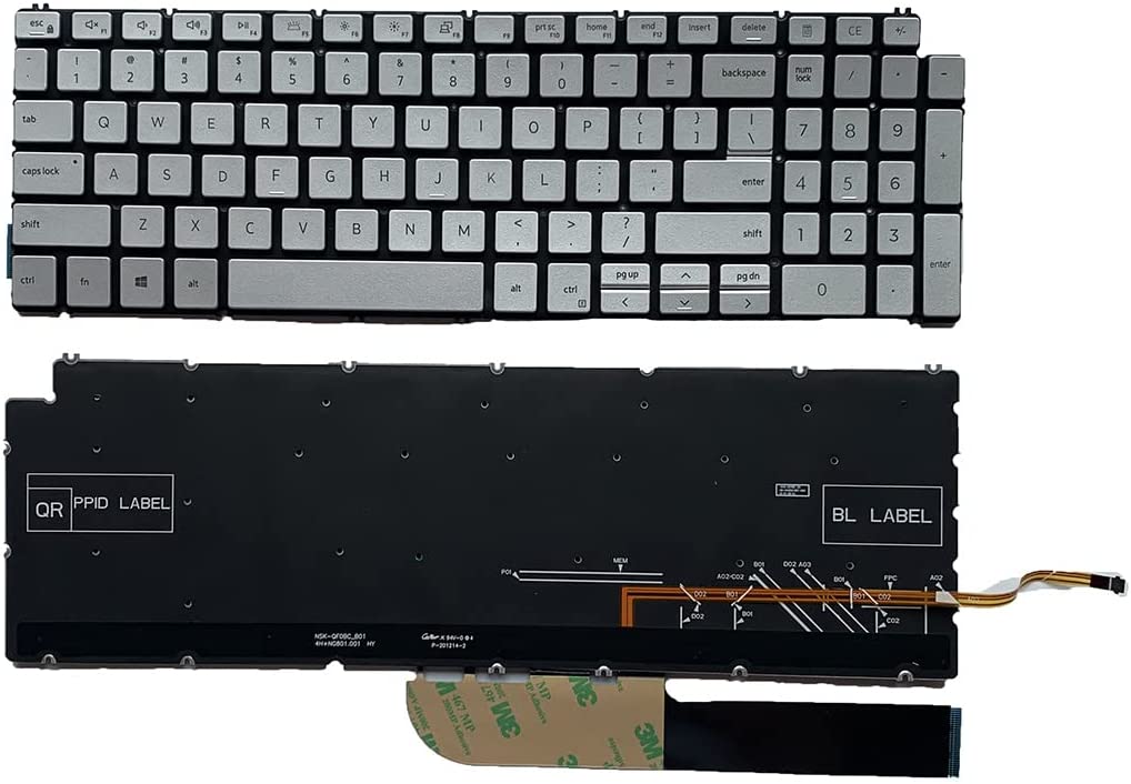 Siakoocty Retroiluminación de repuesto para teclado portátil Dell Inspiron 15 3501 3502 3505 5501 5502 5508 5584 5590 5593 5594 5598, Inspiron 15 7500 7501 7590 7591 7777777777Serie 91 Serie Serie Serie P42E P88F P90F US Layout