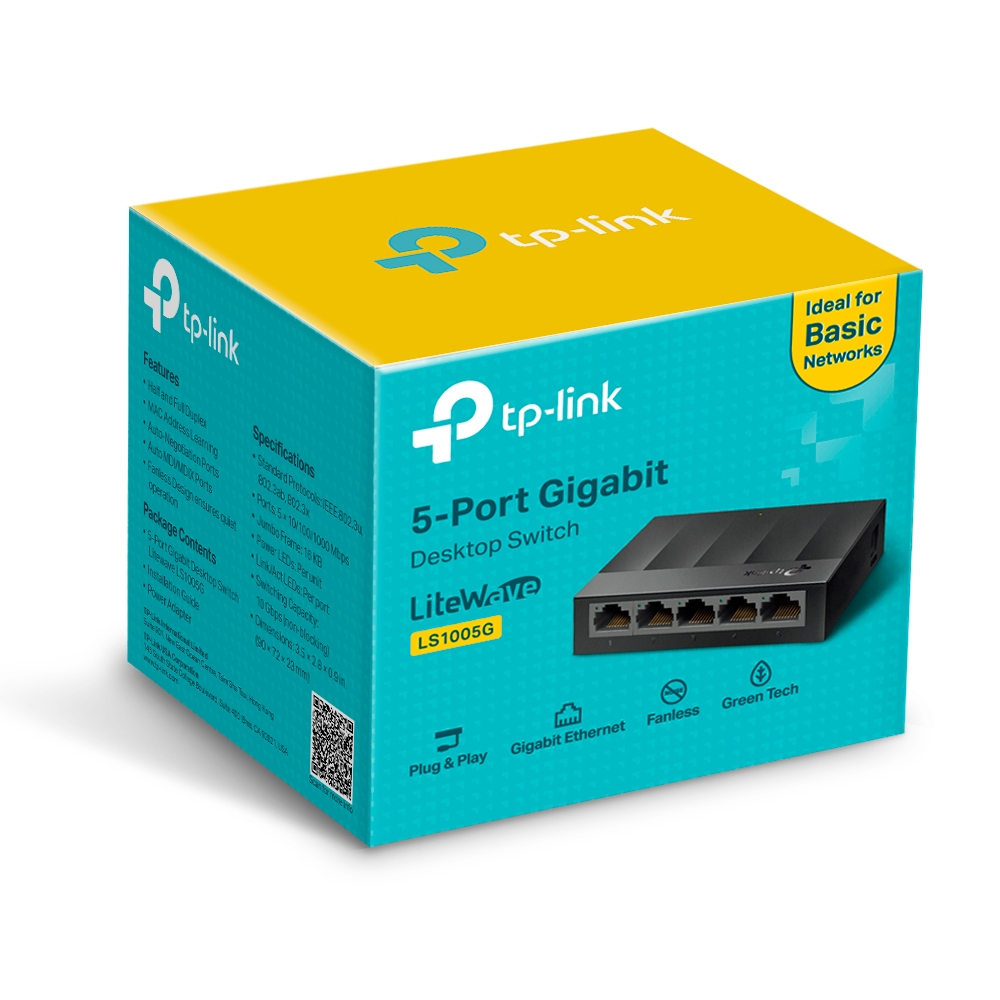 Switch TP-Link Gigabit Ethernet LS1005G, 5 Puertos 10/100/1000Mbps, 10 Gbit/s, 2000 Entradas - No Administrable SKU: LS1005G