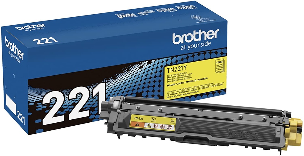 TN221Y Amarillo Original Cartucho de Toner Brother TN-221Y HL-3140CW, 3150CDN, 3170CDW, HL-3180CDW, DCP-9020CDN, MFC-9130CW, 9330CDW, 9340CDW 1,400 Pag. SKU: TN221Y