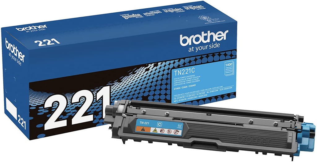 TN221C Cian Original Cartucho de Toner Brother TN-221C HL-3140CW, 3150CDN, 3170CDW, HL-3180CDW, DCP-9020CDN, MFC-9130CW, 9330CDW, 9340CDW 1,400 Pag. SKU: TN221C