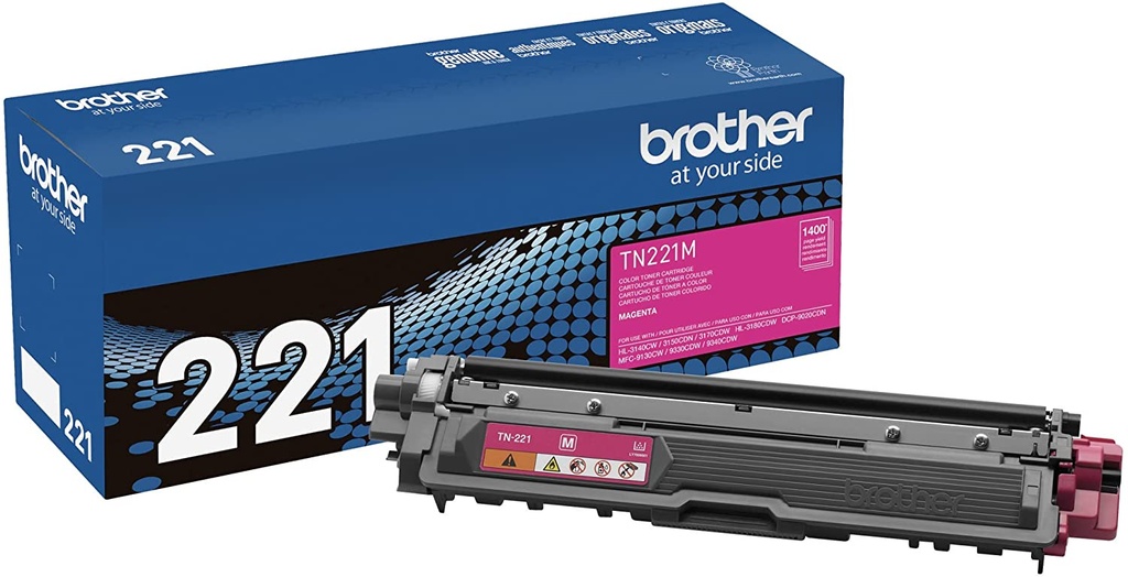 TN221M Magenta Original Cartucho de Toner Brother TN-221M HL-3140CW, 3150CDN, 3170CDW, HL-3180CDW, DCP-9020CDN, MFC-9130CW, 9330CDW, 9340CDW 1,400 Pag. SKU: TN221M