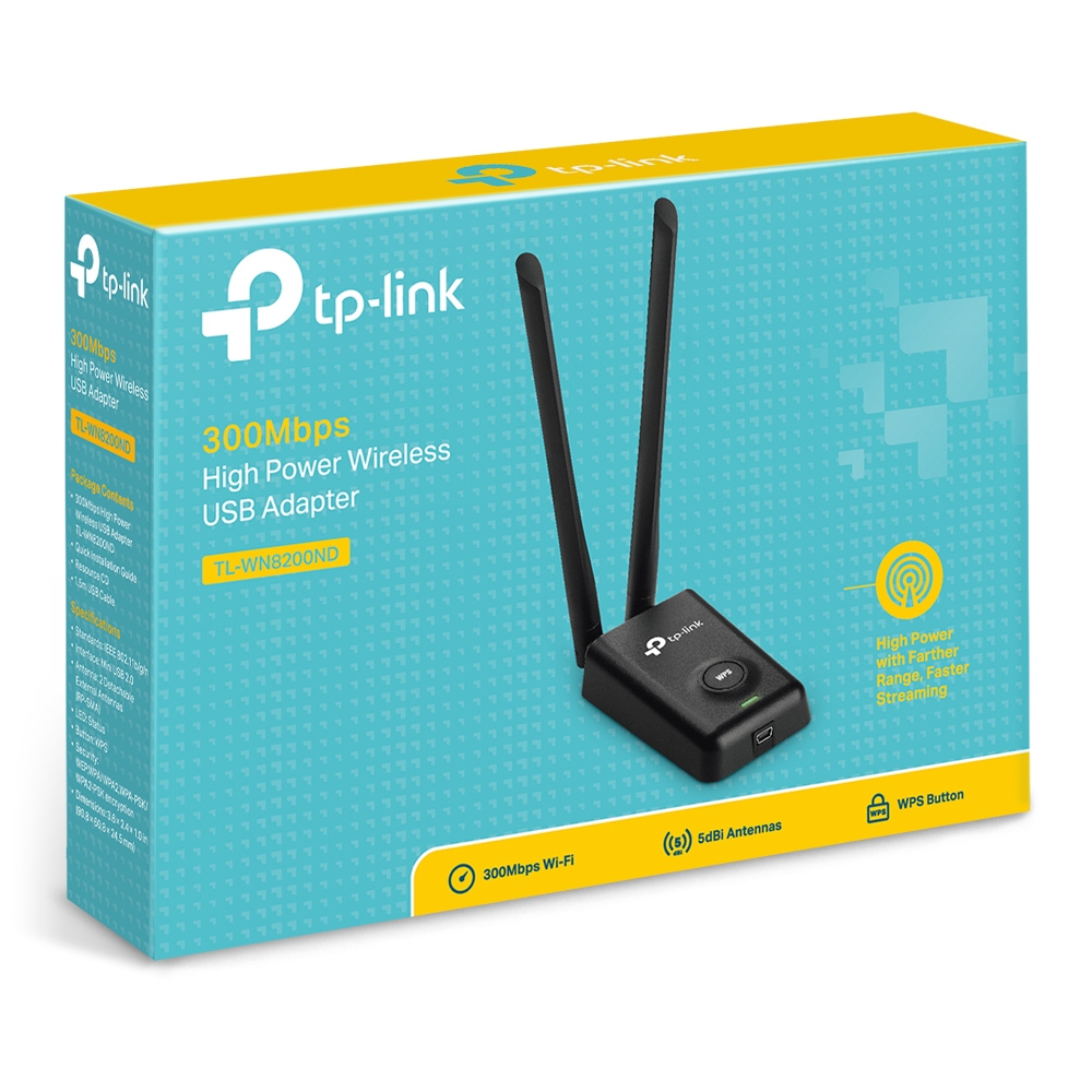 TP-Link Adaptador de Red USB TL-WN8200ND, Inalámbrico, 2.4GHz, con 2 Antenas de 5dBi NIC-1421 SKU: TL-WN8200ND