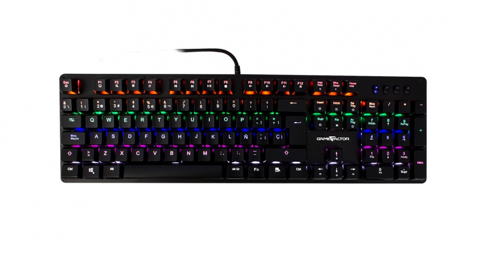 Teclado Gamer Game Factor KBG400 RGB, Teclado Mecánico, Switch KRED Red, Alámbrico, Negro (Español) SKU: KBG400-RD