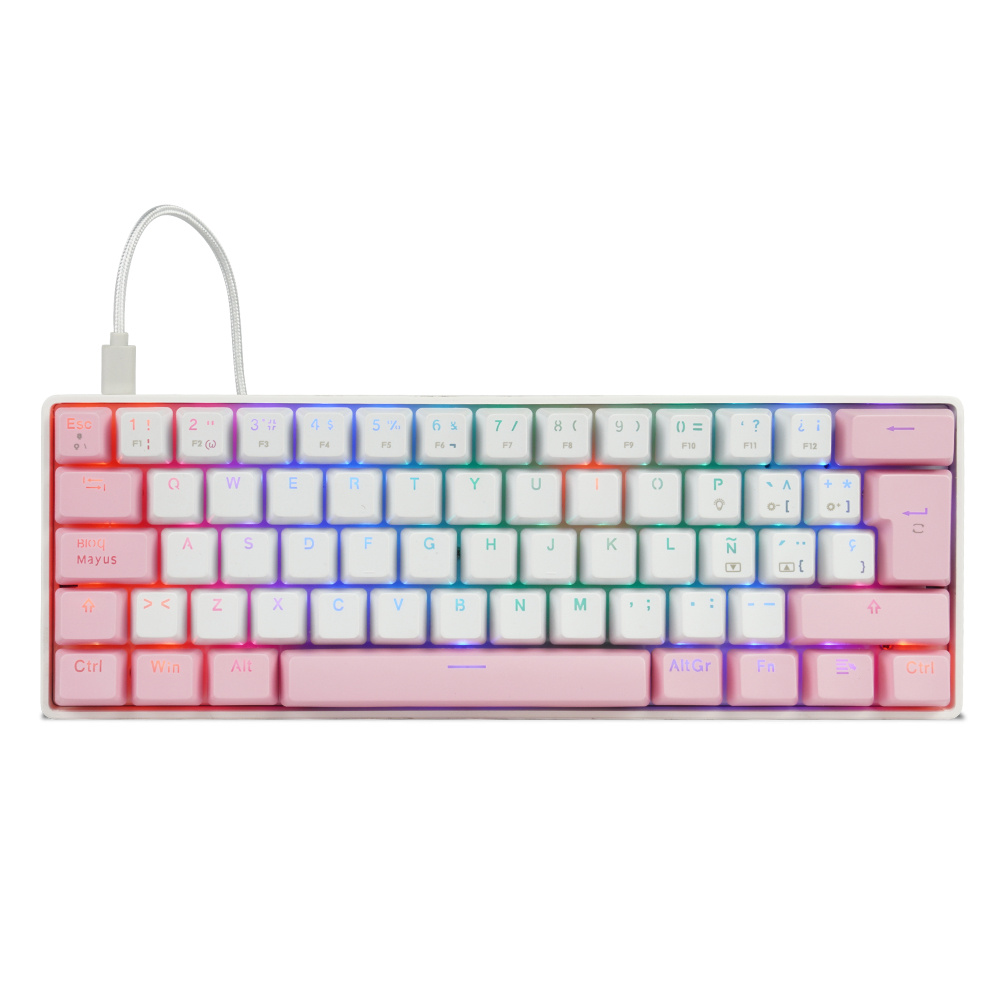 Teclado Gamer Game Factor KBG560 RGB, Teclado Mecánico, Switch Red, Alámbrico, Blanco (Español) SKU: KBG560-WH