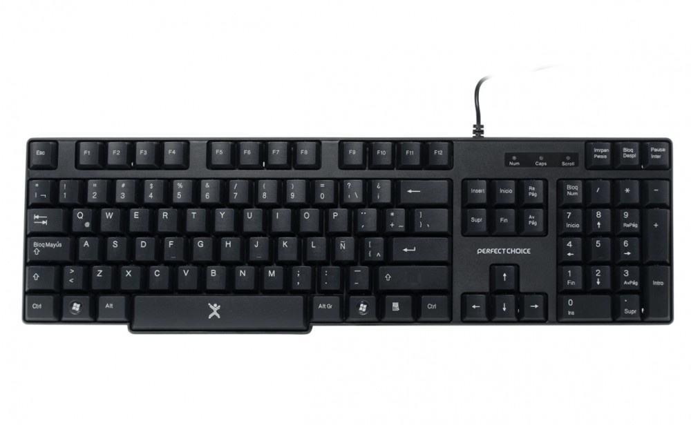 Teclado Perfect Choice PC-200970, Alámbrico, USB, Negro - Resistente a Derrames (Español) SKU: PC-200970