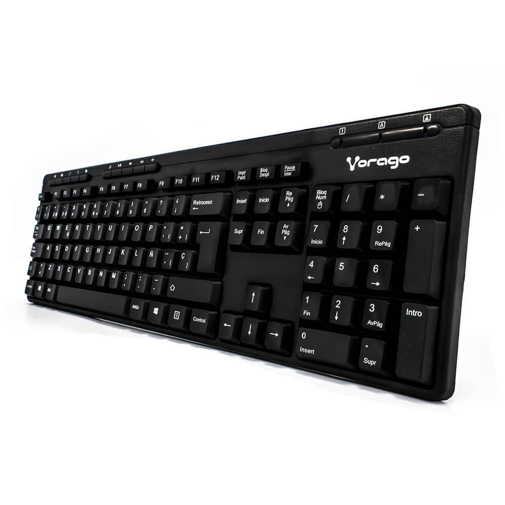 Teclado Vorago KB-202, Alámbrico, USB, Negro (Español) SKU: KB-202