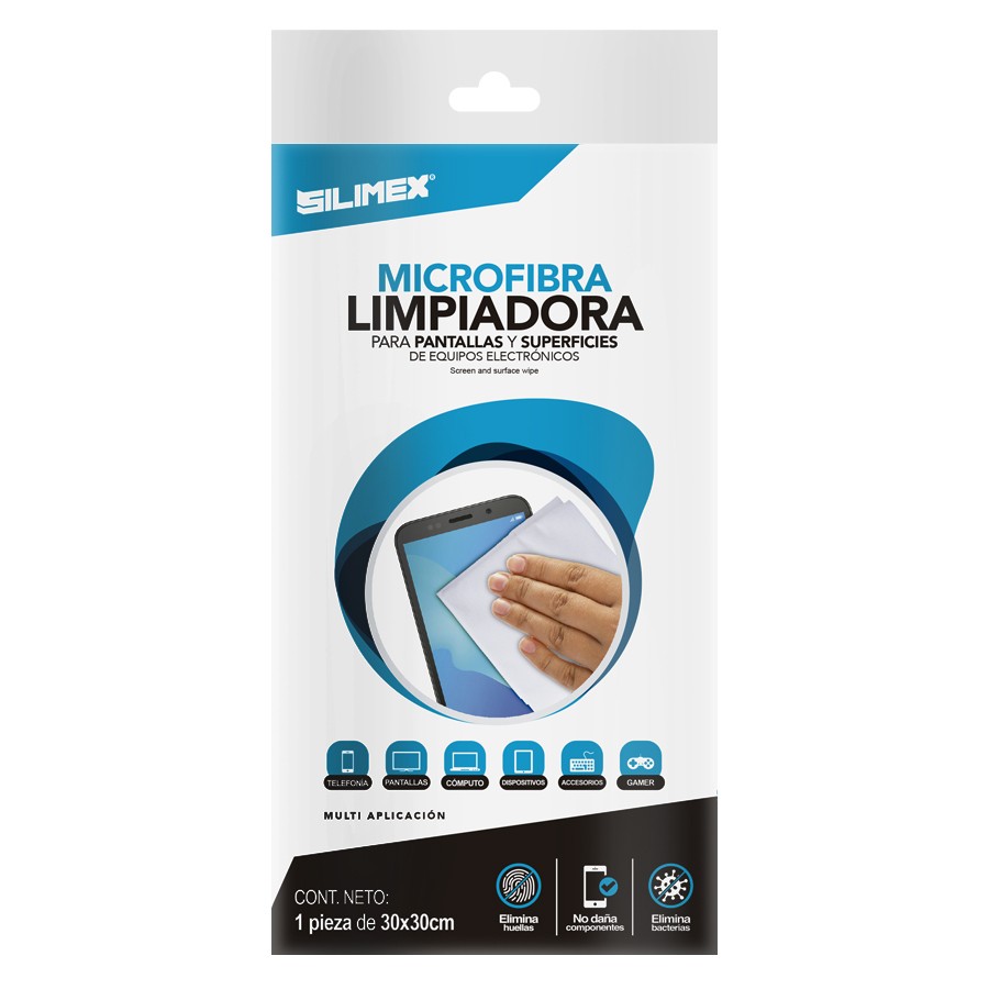 Toalla Seca Electrostática de 30 x 30 cm, Auxiliar en la Limpieza de Superficies y/o Pantallas de Equipos de Computo y Aparatos Electrónicos, Fibra Óptica, Limpia Sin Rayar, no Daña Superficies Delicadas SILIMEX SKU: TOALLITA-SECA