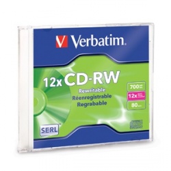 Verbatim Disco Virgen para CD, CD-RW, 12x, 1 Disco Regrabable (95161) SKU: 95161