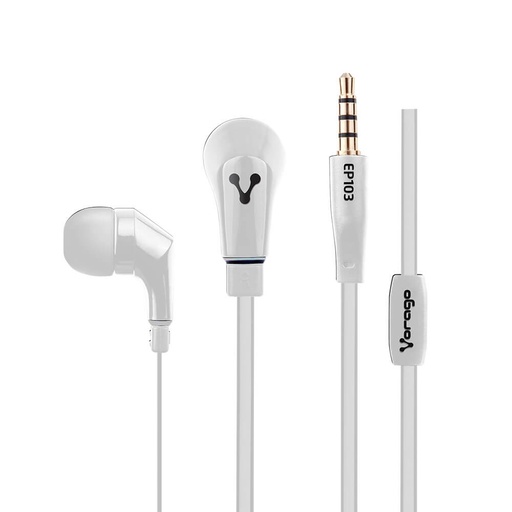 [EP-103/WH] Vorago Audífonos con Micrófono EP-103, Alámbrico, 3.5mm, 1.2 Metros, Blanco SKU: EP-103/WH