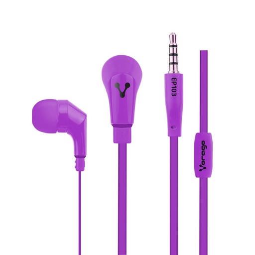 [EP-103/PU] Vorago Audífonos con Micrófono EP-103, Alámbrico, 3.5mm, 1.2 Metros, Morado SKU: EP-103/PU