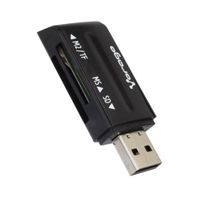 Vorago Lector de Memoria CR-101, SD/T-FLASH/Micro SD/M2, USB, 480Mbit/s, Negro SKU: CR-101