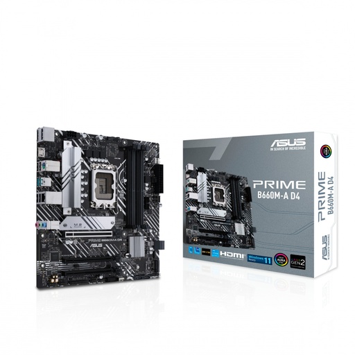 Tarjeta Madre ASUS Micro ATX Prime B660M-A D4, S-1700, Intel B660, HDMI, 128GB DDR4 para Intel ― Requiere Actualización de BIOS para Procesadores Intel 13va. GeneraciónSKU: 90MB19K0-M0EAY0