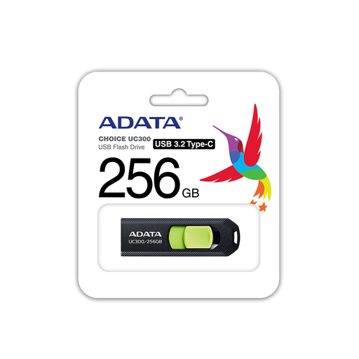 [ACHO-UC300-256G-RBK/GN] Memoria USB Adata UC300, 256GB, USB C, Lectura 100MB/s, Negro/Verde SKU: ACHO-UC300-256G-RBK/GN