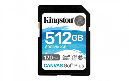 [SDG3/512GB] Memoria Flash Kingston Canvas Go! Plus, 512GB SD UHS-I Clase 10 SKU: SDG3/512GB