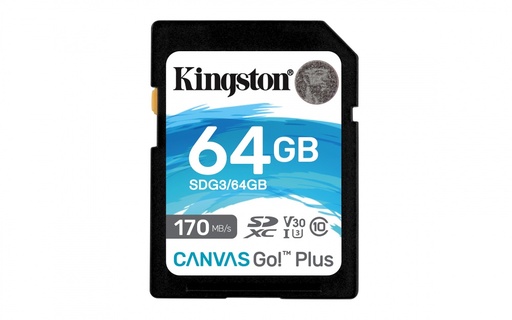 [SDG3/64GB] Memoria Flash Kingston Canvas Go! Plus, 64GB SDXC UHS-I Clase 10 RAM-3530 SKU: SDG3/64GB