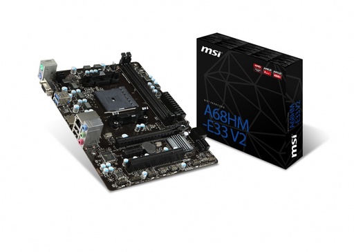 [A68HM-E33 V2] Tarjeta Madre MSI microATX A68HM-E33 V2, S-FM2+, AMD A68H, HDMI, VGA, Máx. 32GB DDR3 1333/1600/1866/2133,  Micro ATX,  para AMD SKU: A68HM-E33 V2