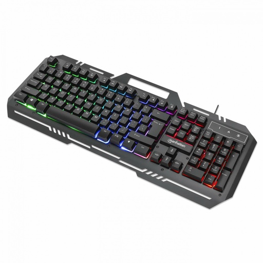 [180610] Teclado Gamer Manhattan 180610 RGB, Alámbrico, Negro (Español) Con Panel Metálico para Celular KB-1020SKU: 180610