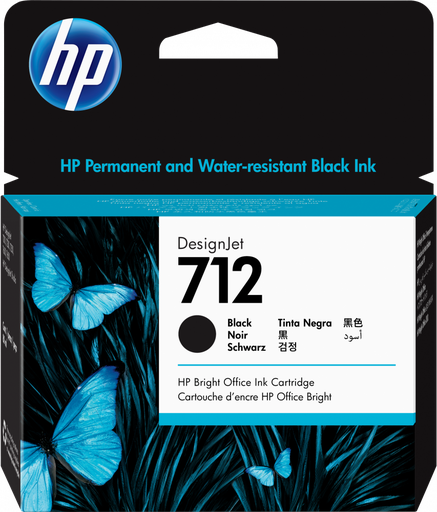 [3ED71A] HP 712 Negro Original Cartucho de Tinta HP712 HP DesignJet T210, T230, T250, T630, T650 80ml SKU: 3ED71A